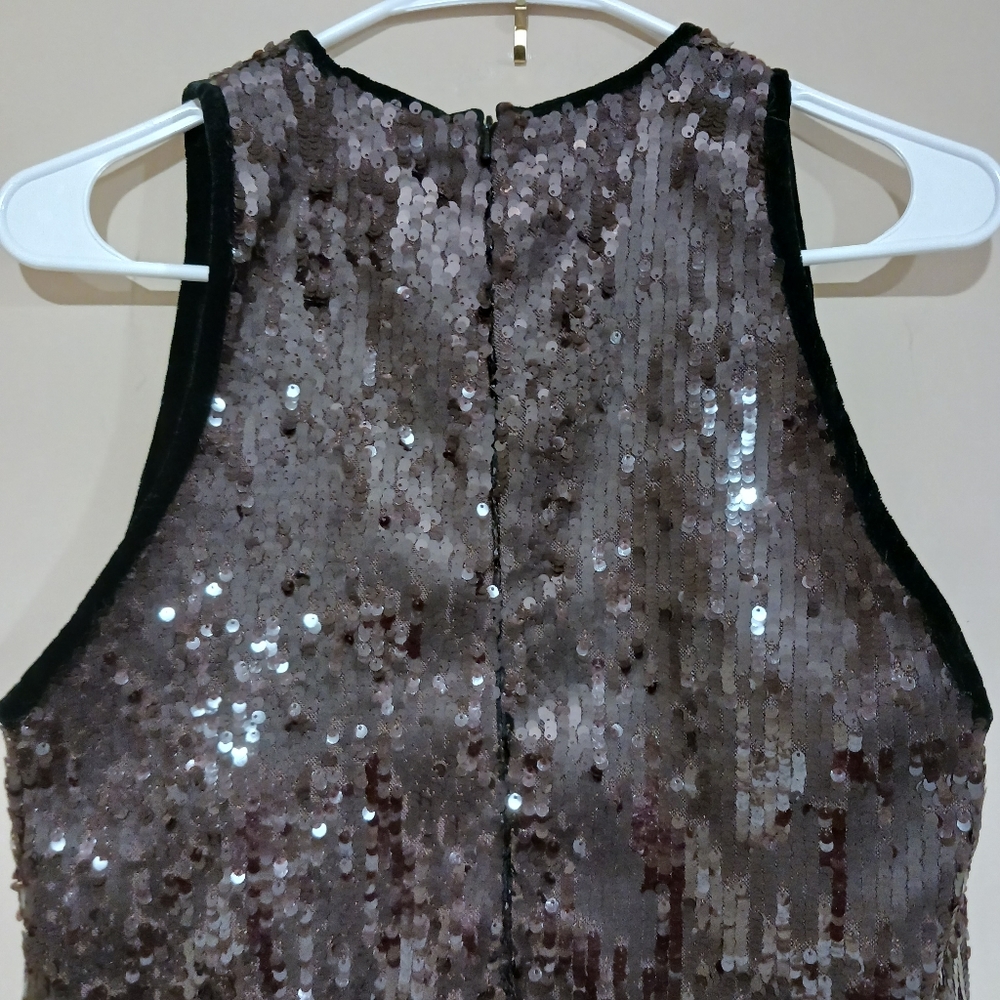 ZARA Sequin Limited Edition Chocolate Brown Mini Dress - Picture 7 of 11